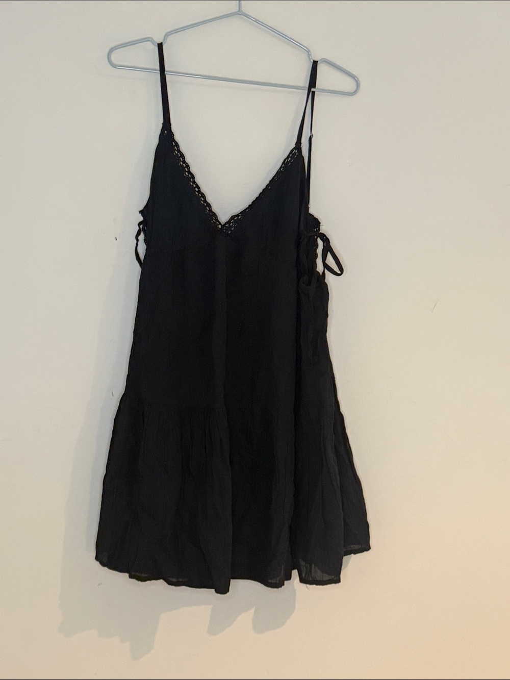 Black Lace-Trim Spaghetti Strap Mini Dress. Brand new.